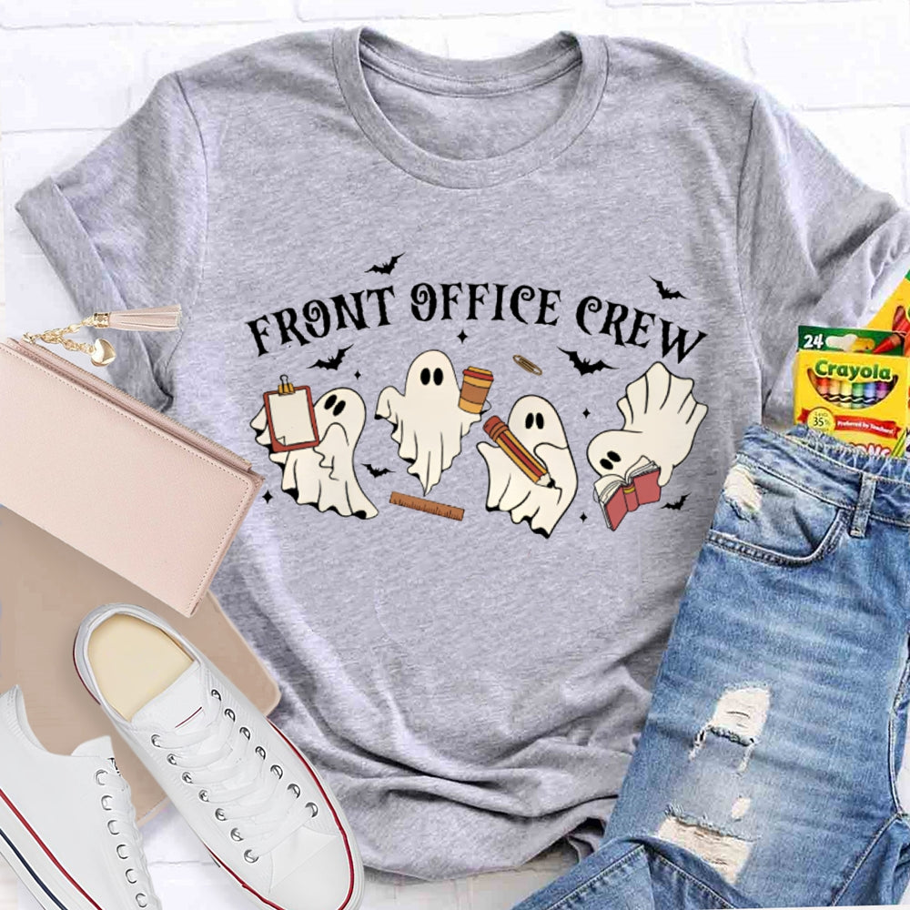 Front Office Crew Four Little Ghosts Working Funny Halloween T-shirt