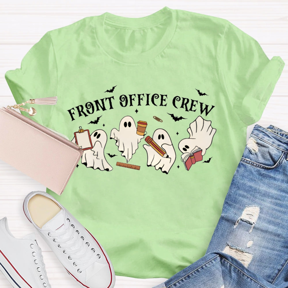 Front Office Crew Four Little Ghosts Working Funny Halloween T-shirt