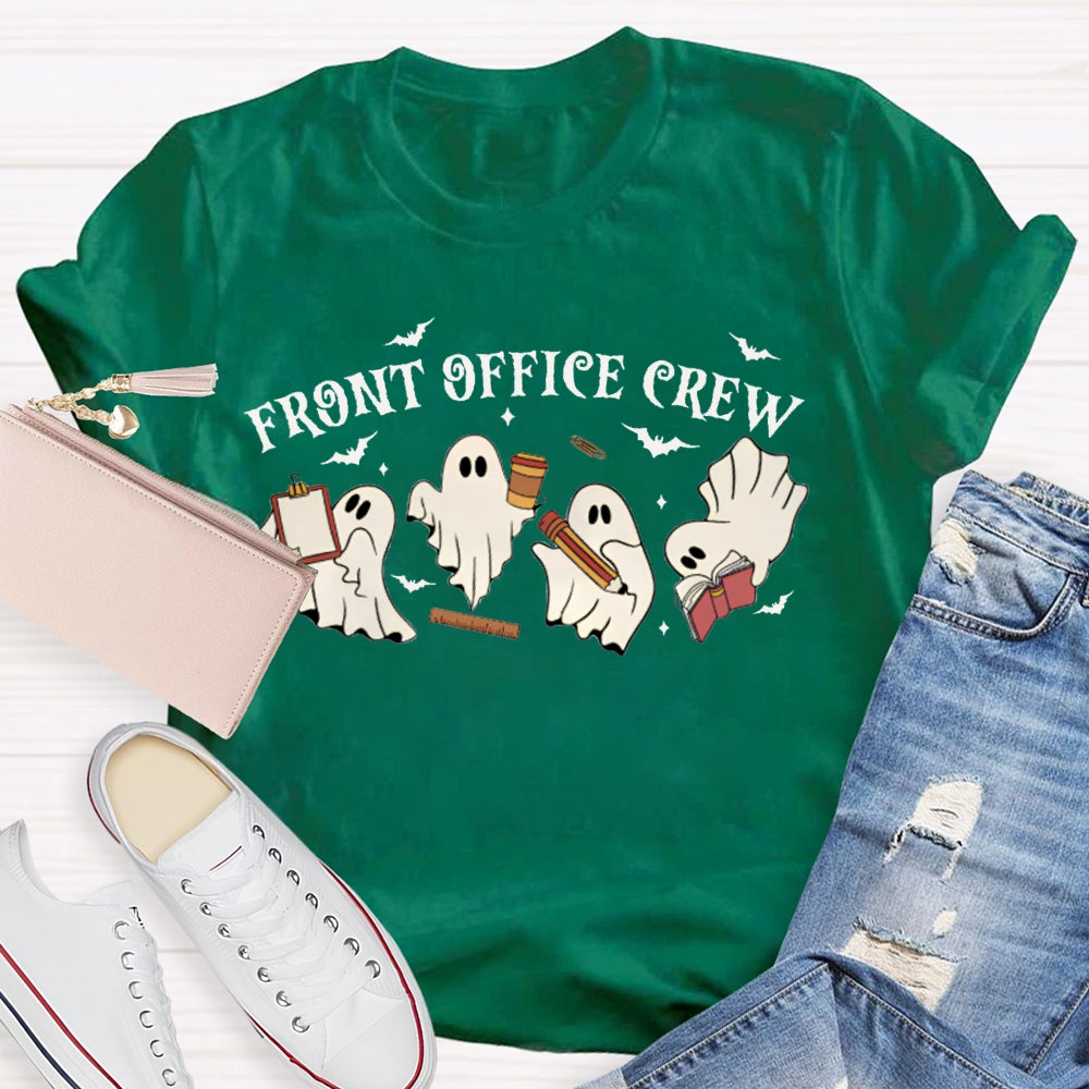 Front Office Crew Four Little Ghosts Working Funny Halloween T-shirt