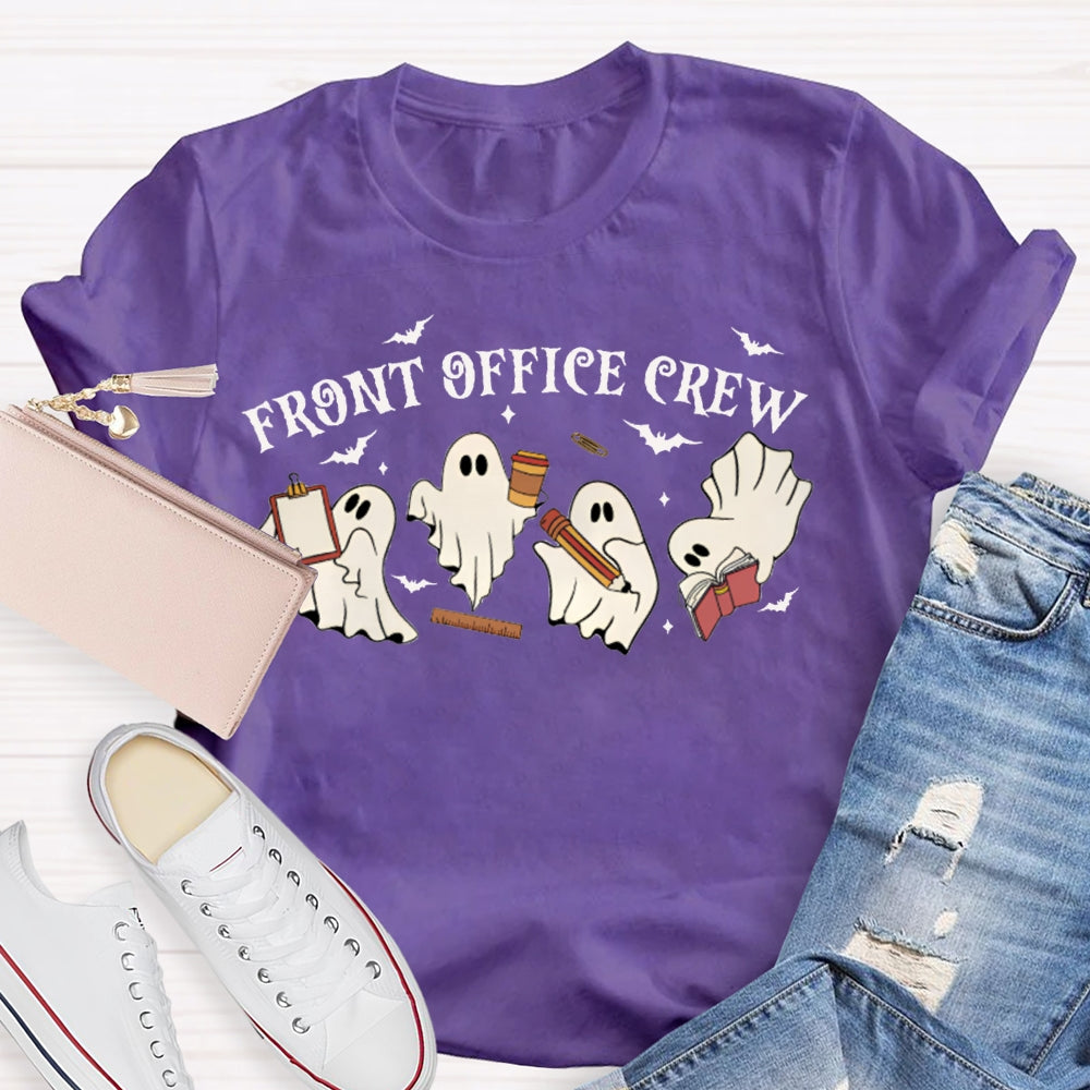 Front Office Crew Four Little Ghosts Working Funny Halloween T-shirt