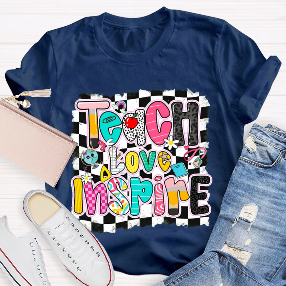Teach Love Inspire Black And White Squares T-shirt