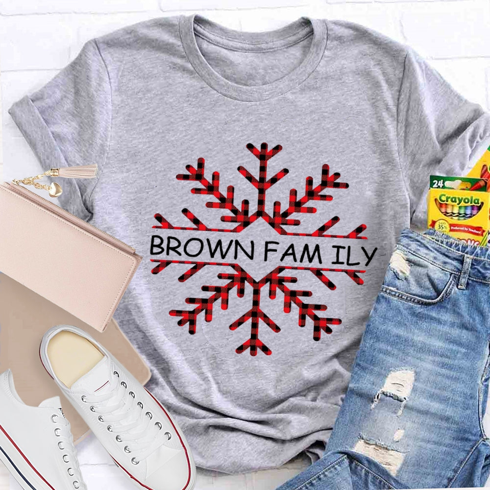Personalized Name Christmas Snowflakes Name Instead Of Brown Family T-Shirt