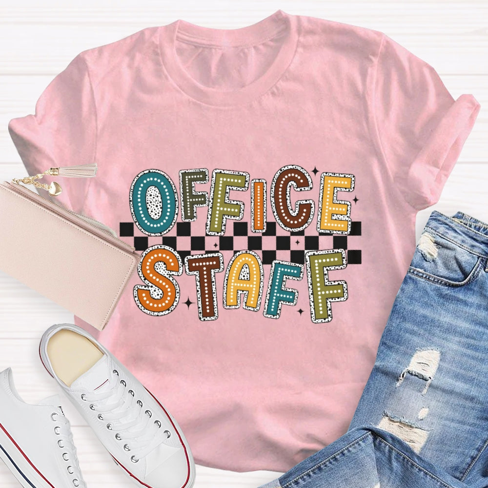 Office Staff Fall Season Checkerboard Design T-Shirt
