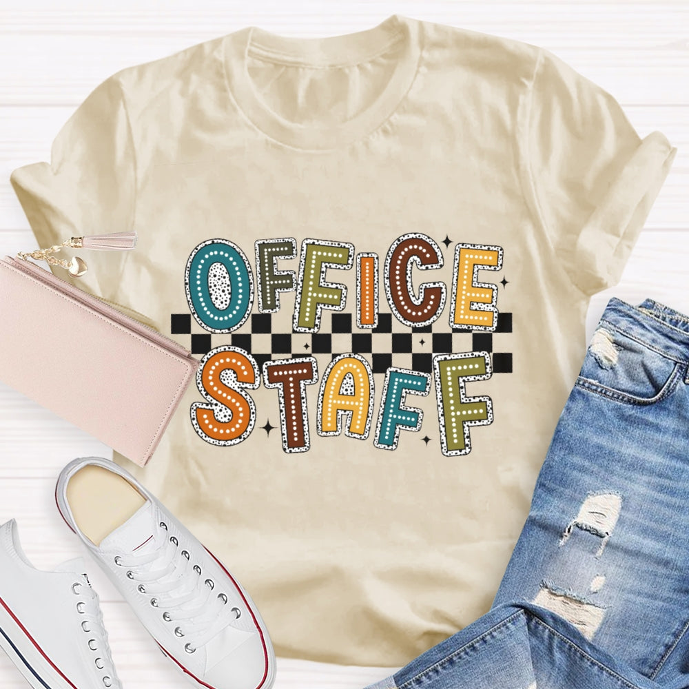 Office Staff Fall Season Checkerboard Design T-Shirt