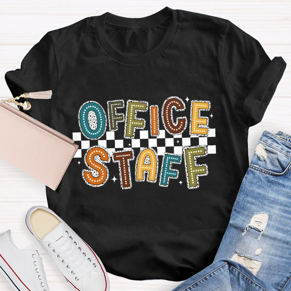 Office Staff Fall Season Checkerboard Design T-Shirt