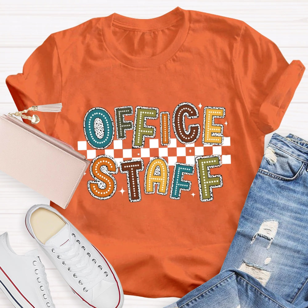 Office Staff Fall Season Checkerboard Design T-Shirt