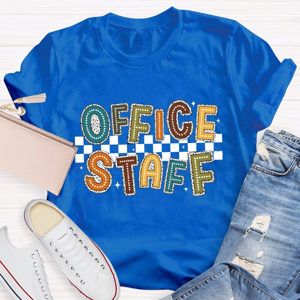 Office Staff Fall Season Checkerboard Design T-Shirt