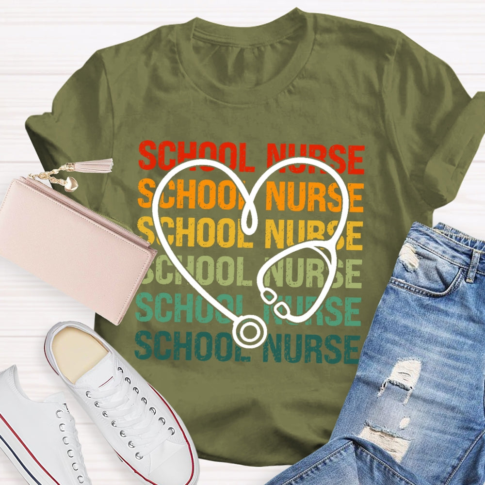 School Nurse Stethoscope Medical Nursing T-shirt