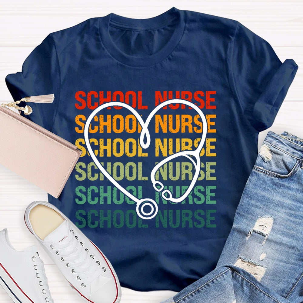 School Nurse Stethoscope Medical Nursing T-shirt