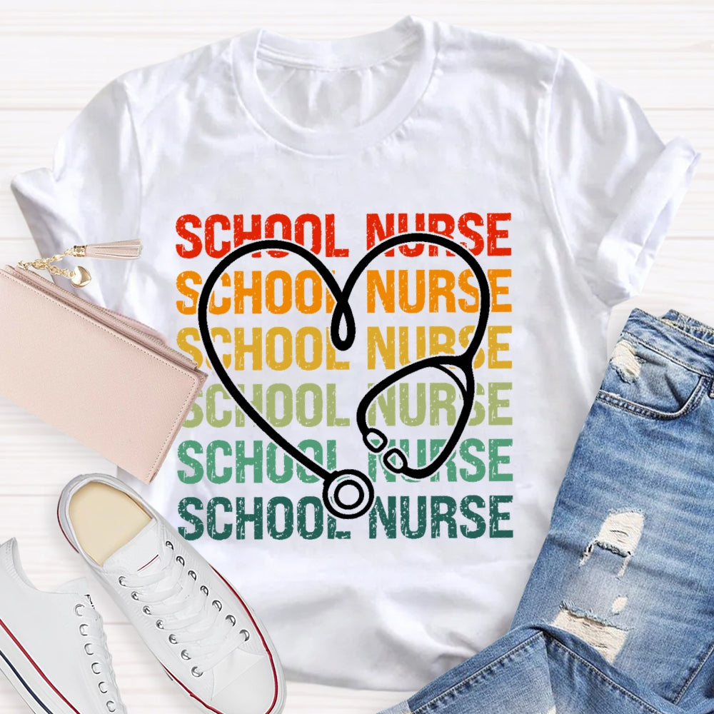 School Nurse Stethoscope Medical Nursing T-shirt