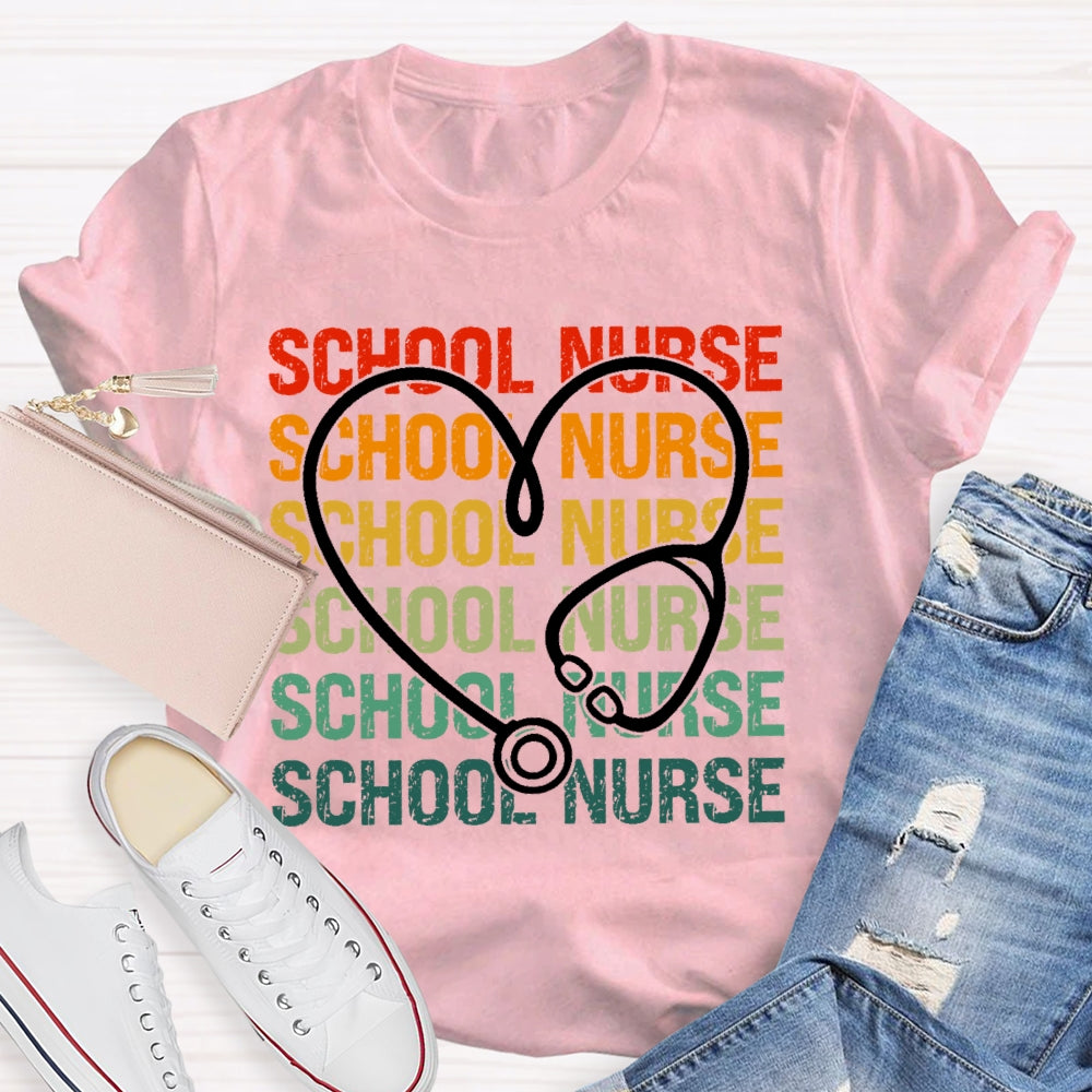 School Nurse Stethoscope Medical Nursing T-shirt