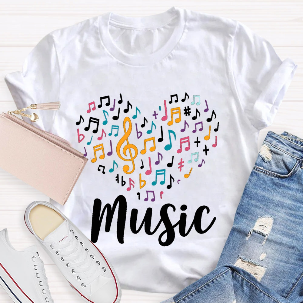 Colorful Music Symbols Music Teacher T-shirt