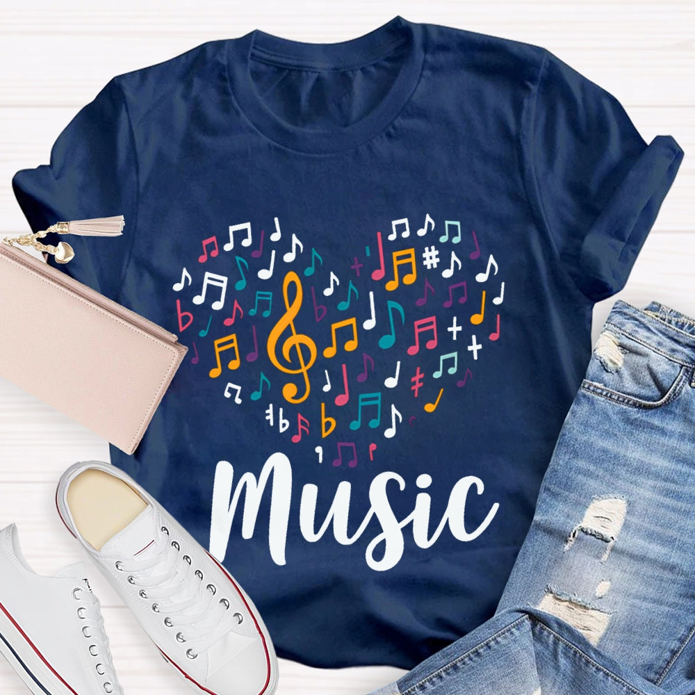 Colorful Music Symbols Music Teacher T-shirt