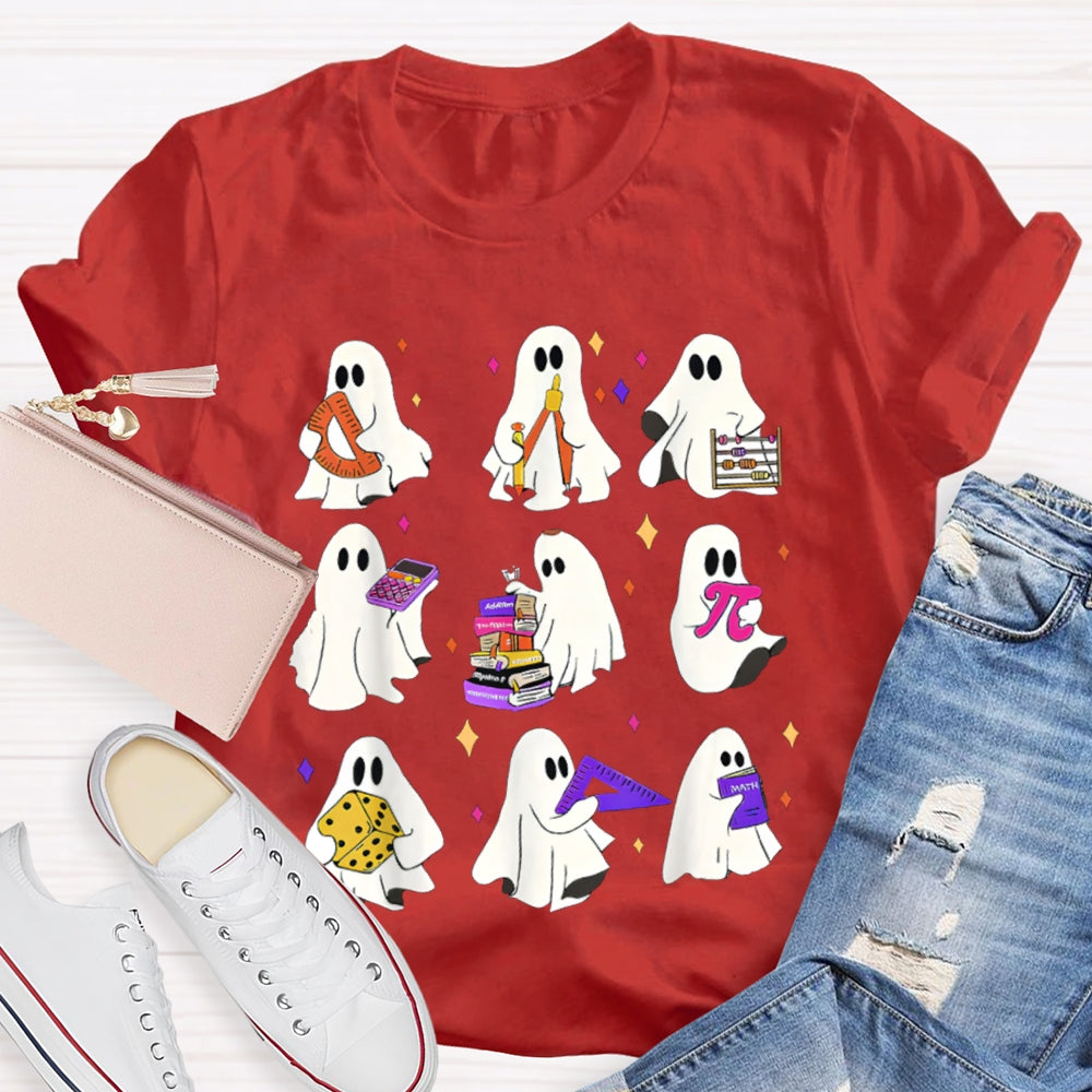 Nine Little Ghosts Holding School Supplies Halloween T-shirt