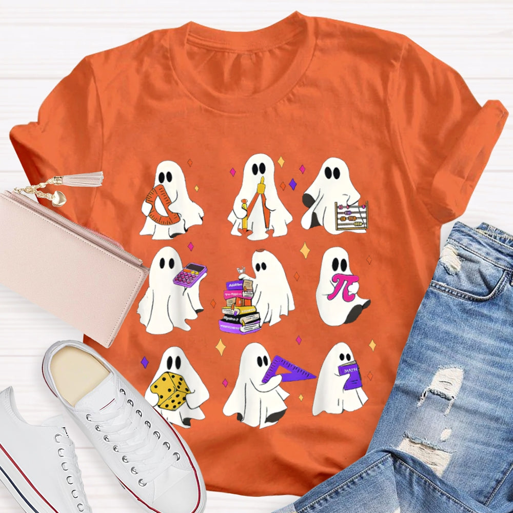Nine Little Ghosts Holding School Supplies Halloween T-shirt