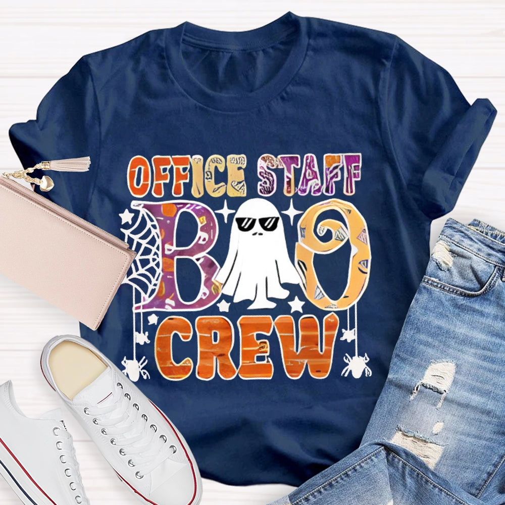 Office Staff Boo Crew Colorful Font Halloween T-shirt