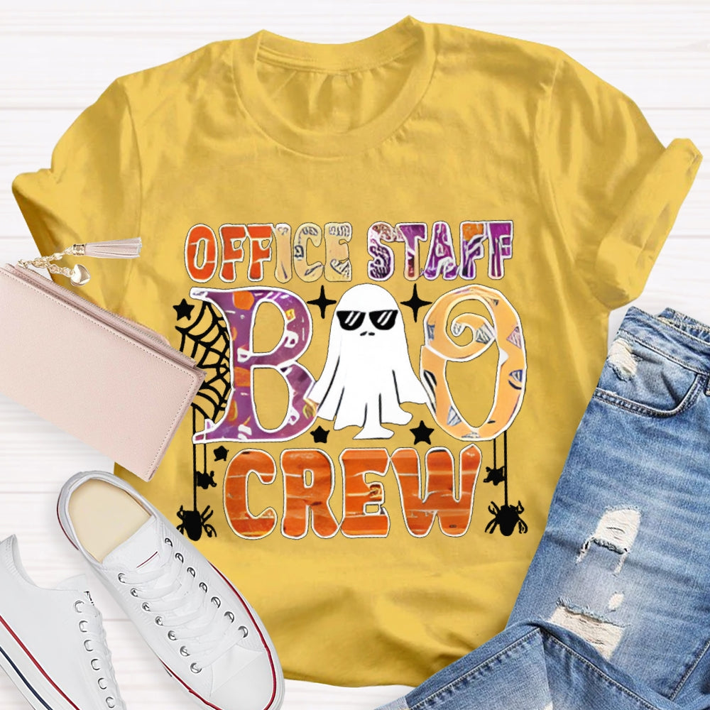Office Staff Boo Crew Colorful Font Halloween T-shirt