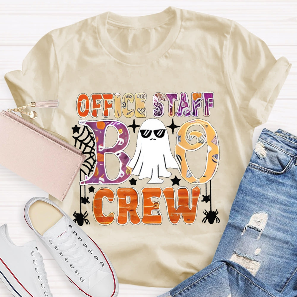 Office Staff Boo Crew Colorful Font Halloween T-shirt