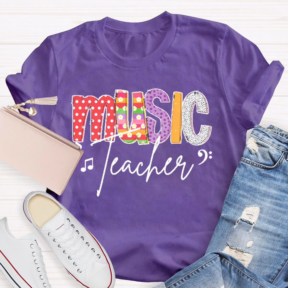 Music Teacher Colored Polka Dots T-shirt