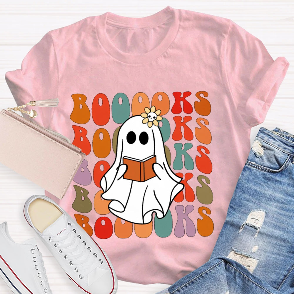 A Cute Ghost Reading A Book T-shirt