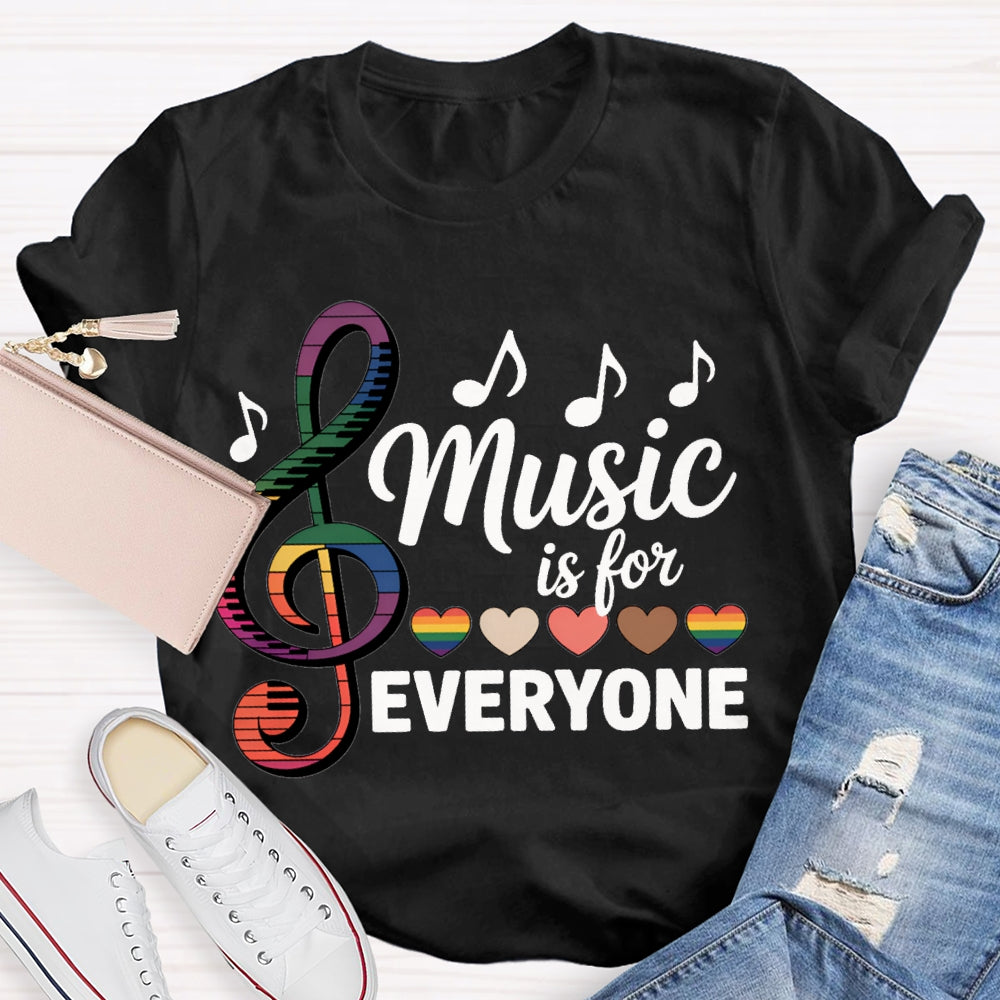 Music Is For Everyone Colorful Hearts And Musical Notes T-shirt