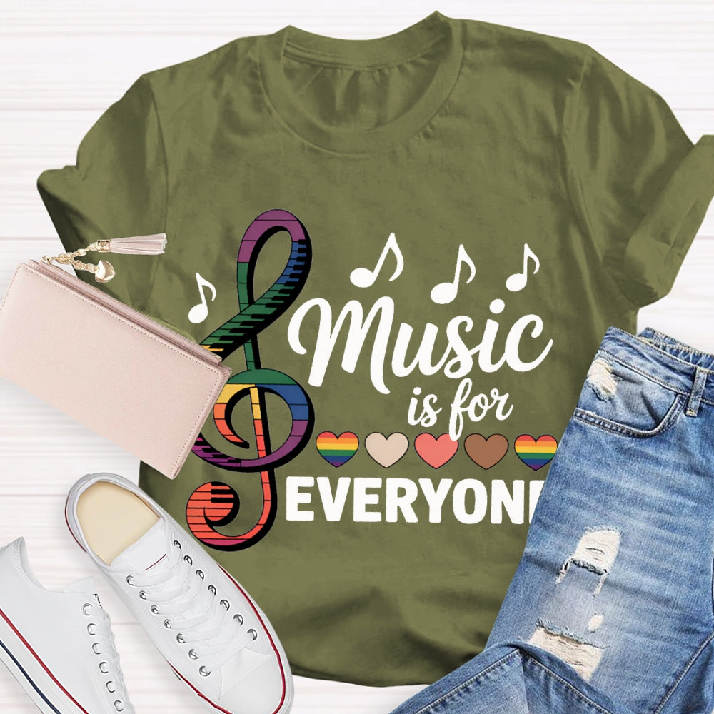 Music Is For Everyone Colorful Hearts And Musical Notes T-shirt