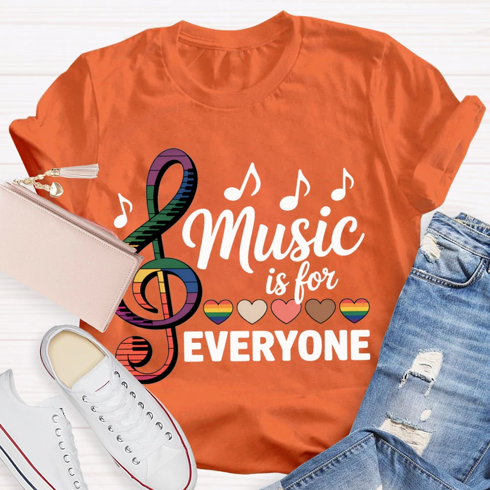 Music Is For Everyone Colorful Hearts And Musical Notes T-shirt
