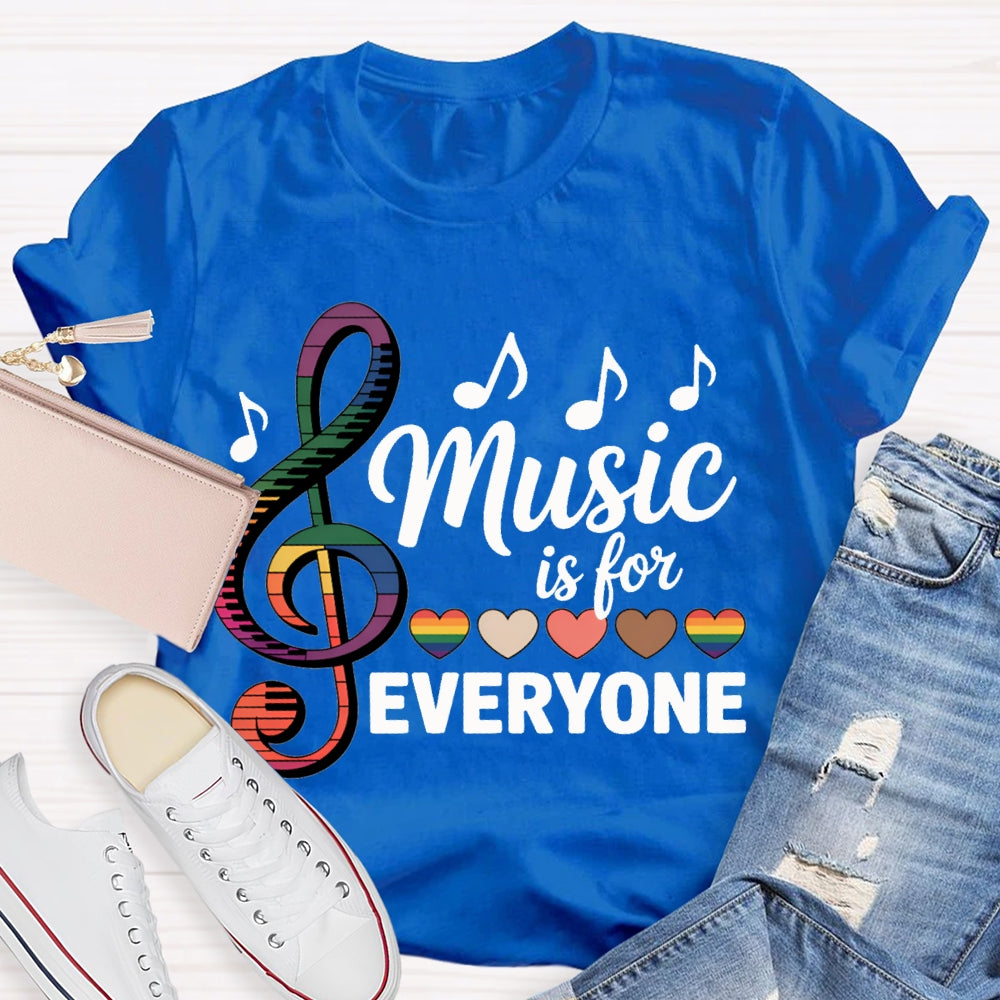 Music Is For Everyone Colorful Hearts And Musical Notes T-shirt