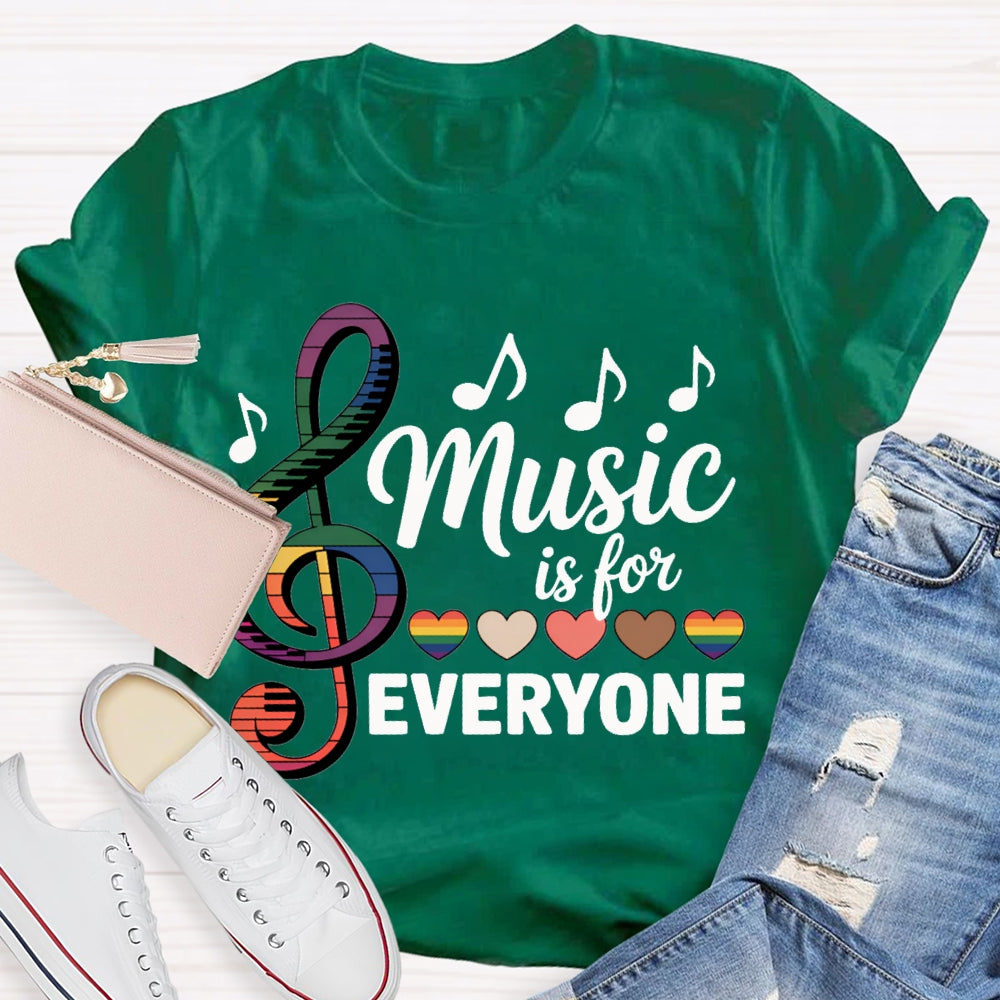 Music Is For Everyone Colorful Hearts And Musical Notes T-shirt