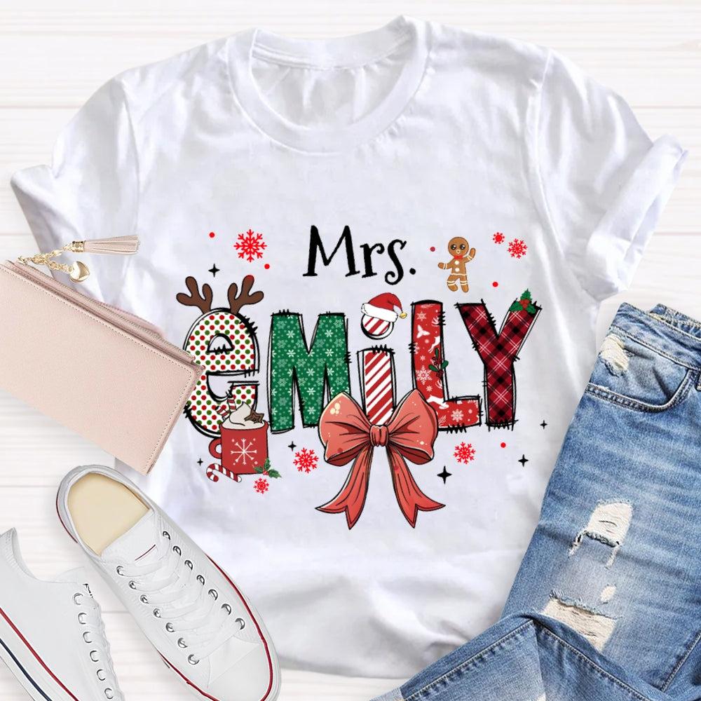 Personalized Name Christmas Element Design Letters T-Shirt