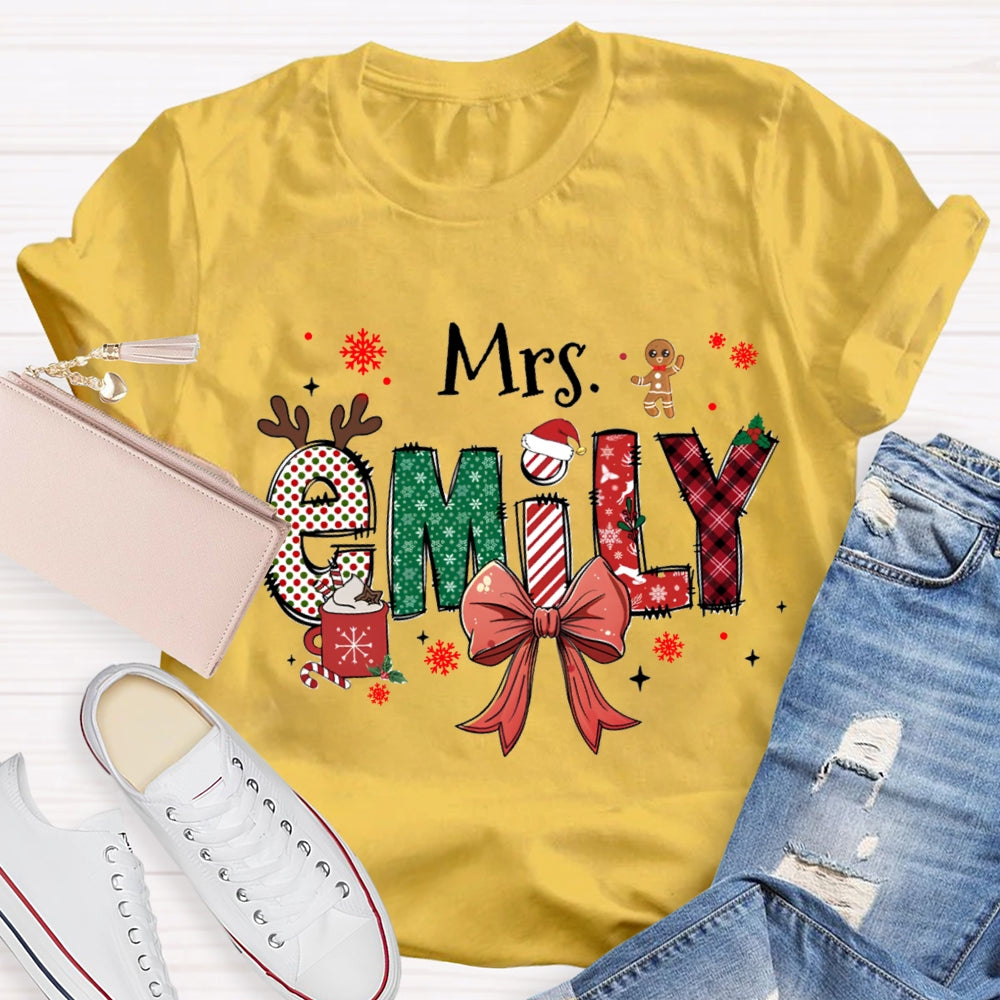 Personalized Name Christmas Element Design Letters T-Shirt