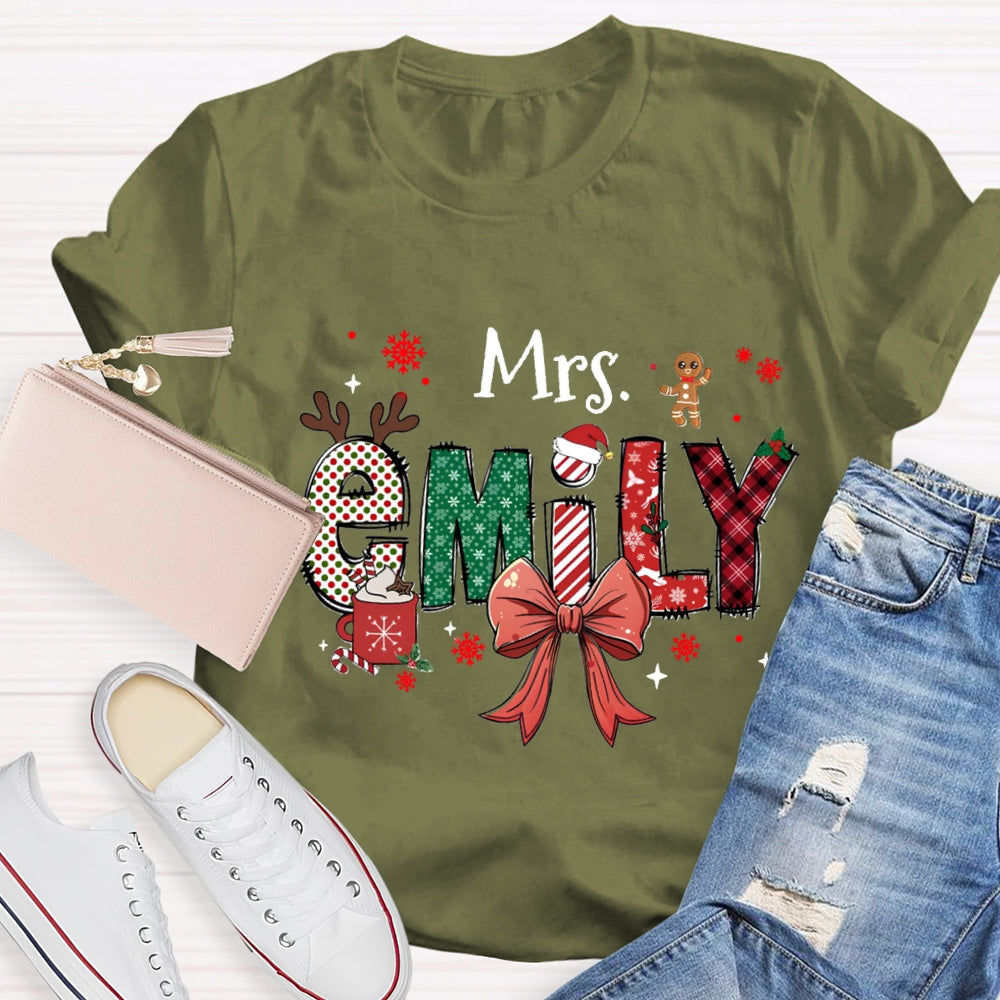 Personalized Name Christmas Element Design Letters T-Shirt