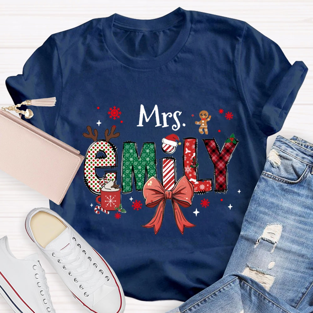 Personalized Name Christmas Element Design Letters T-Shirt