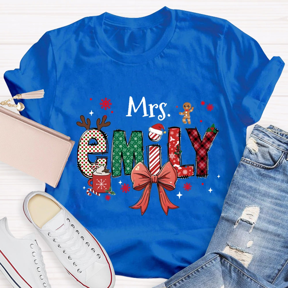 Personalized Name Christmas Element Design Letters T-Shirt