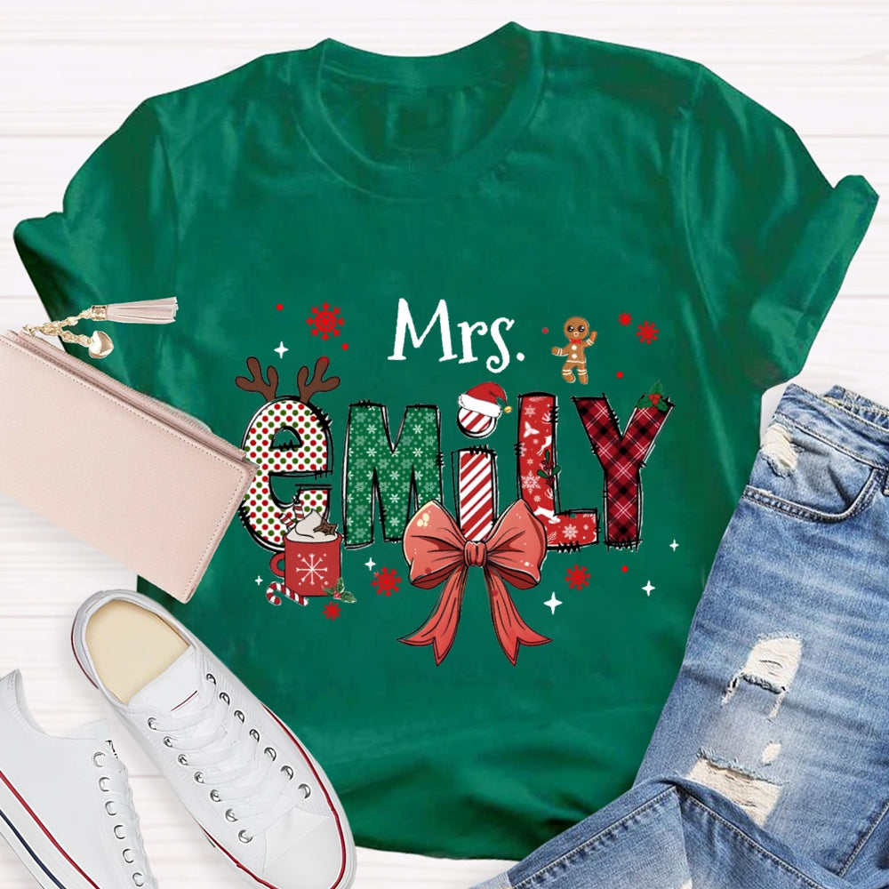 Personalized Name Christmas Element Design Letters T-Shirt