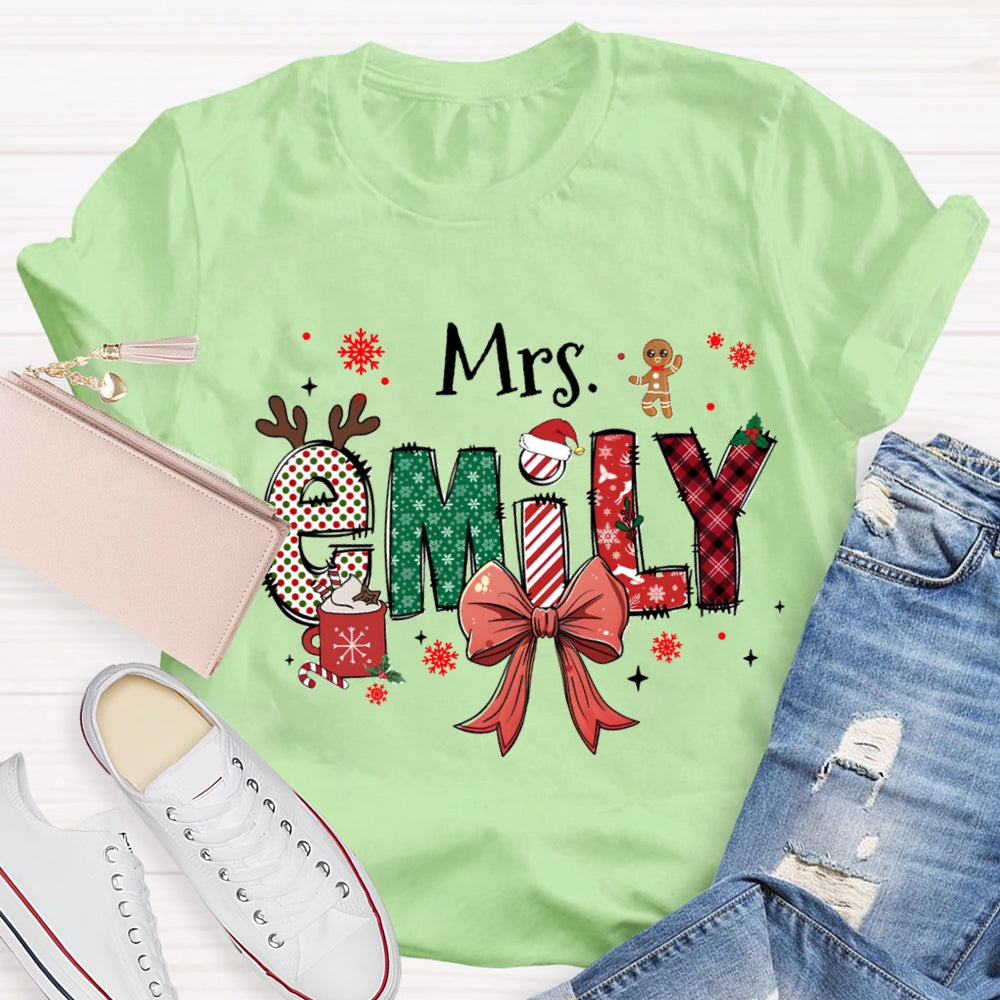 Personalized Name Christmas Element Design Letters T-Shirt