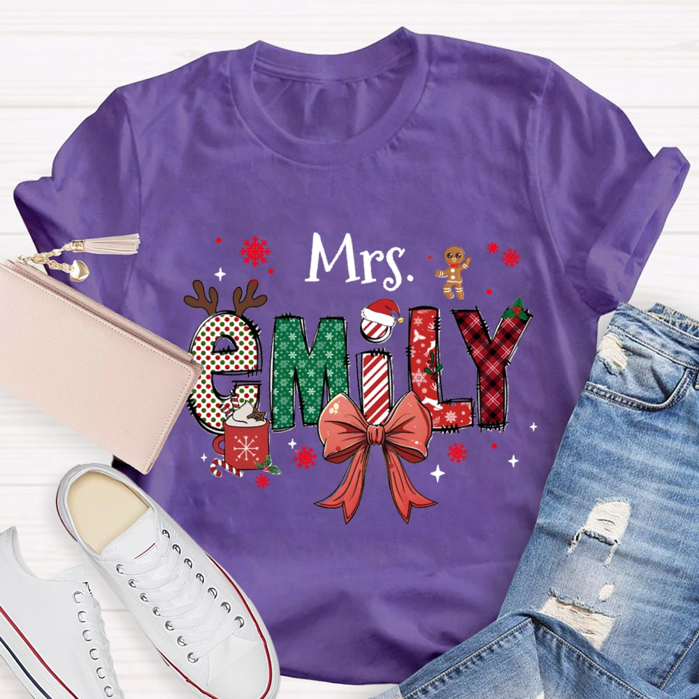 Personalized Name Christmas Element Design Letters T-Shirt