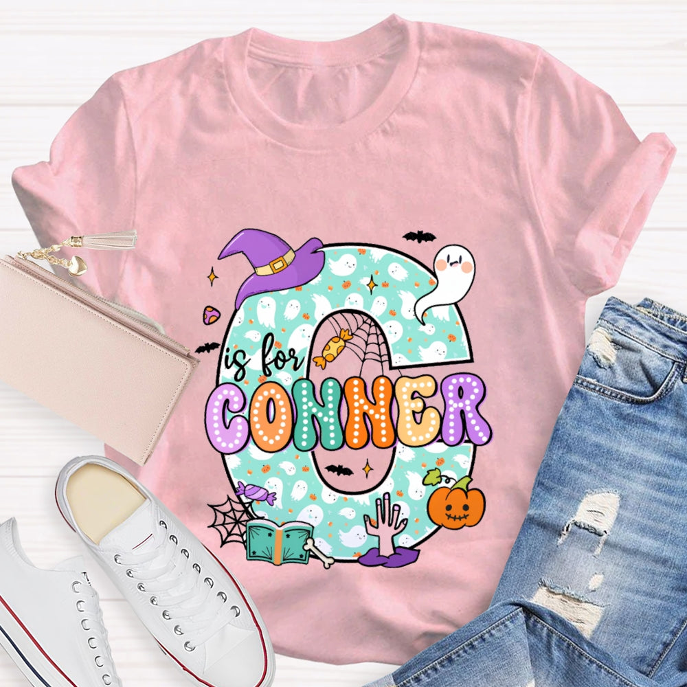 Personalized Name Halloween Ghost Element Design Letters T-Shirt
