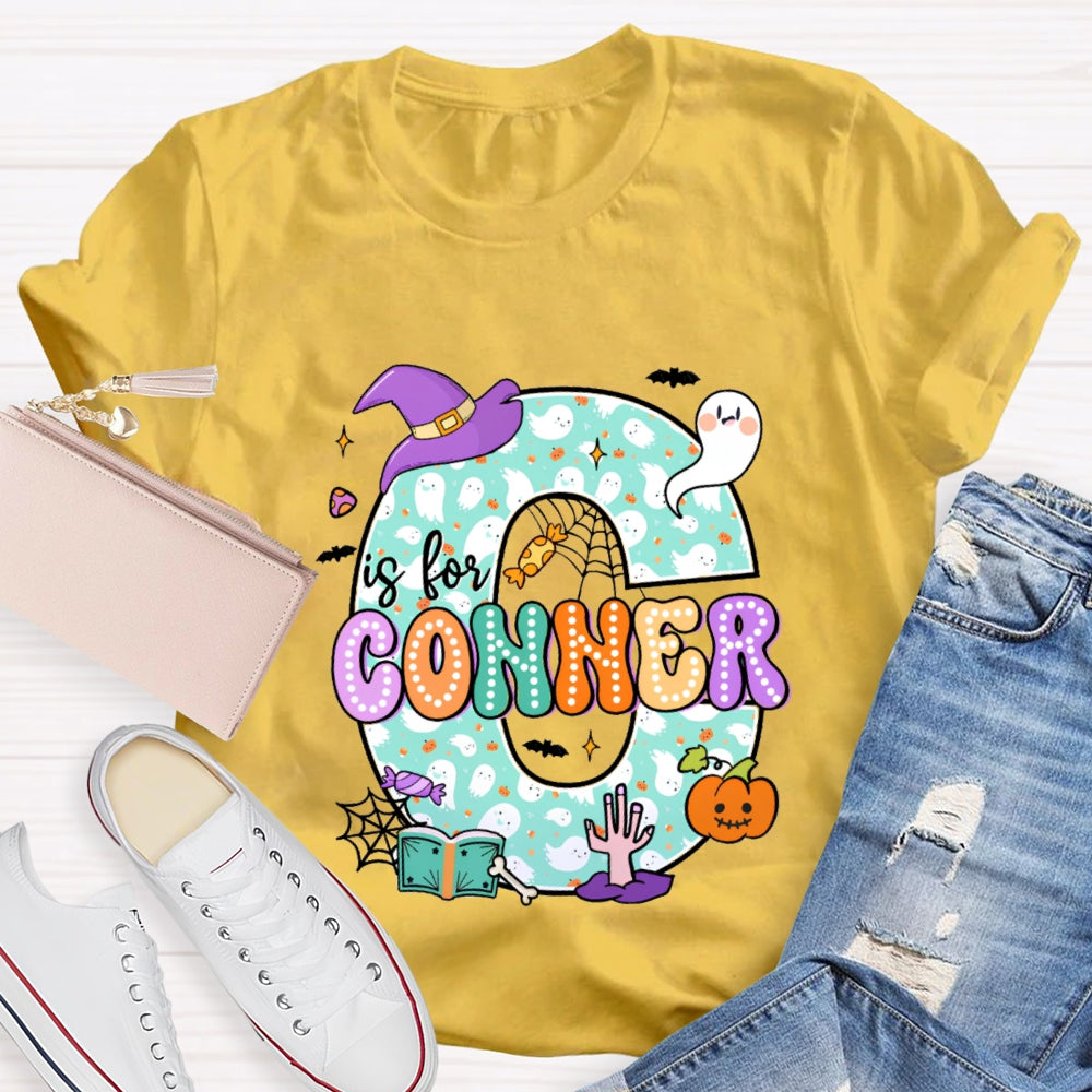 Personalized Name Halloween Ghost Element Design Letters T-Shirt