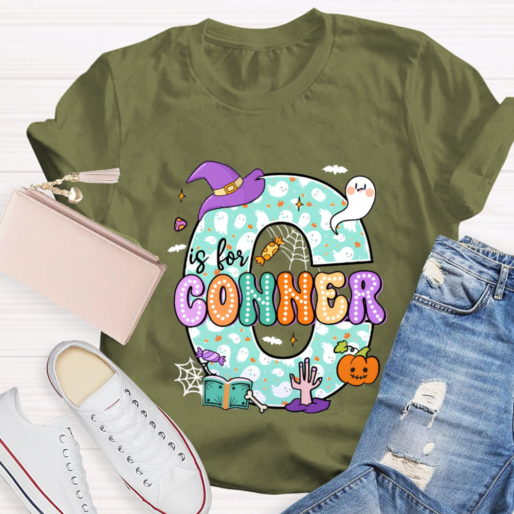 Personalized Name Halloween Ghost Element Design Letters T-Shirt