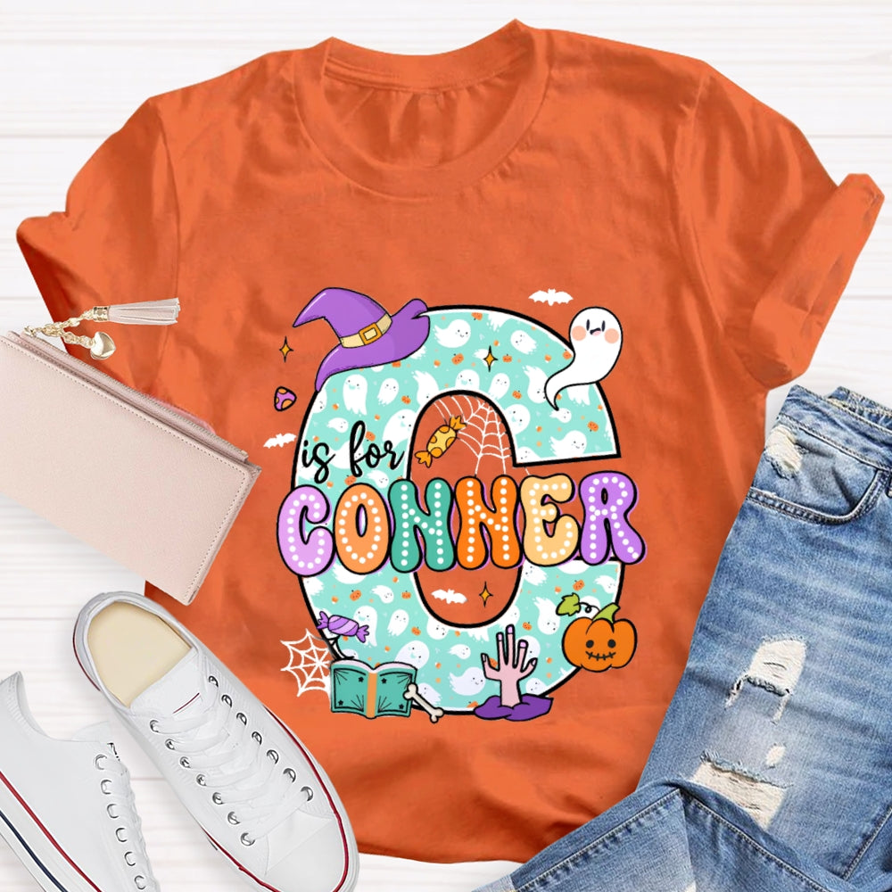 Personalized Name Halloween Ghost Element Design Letters T-Shirt