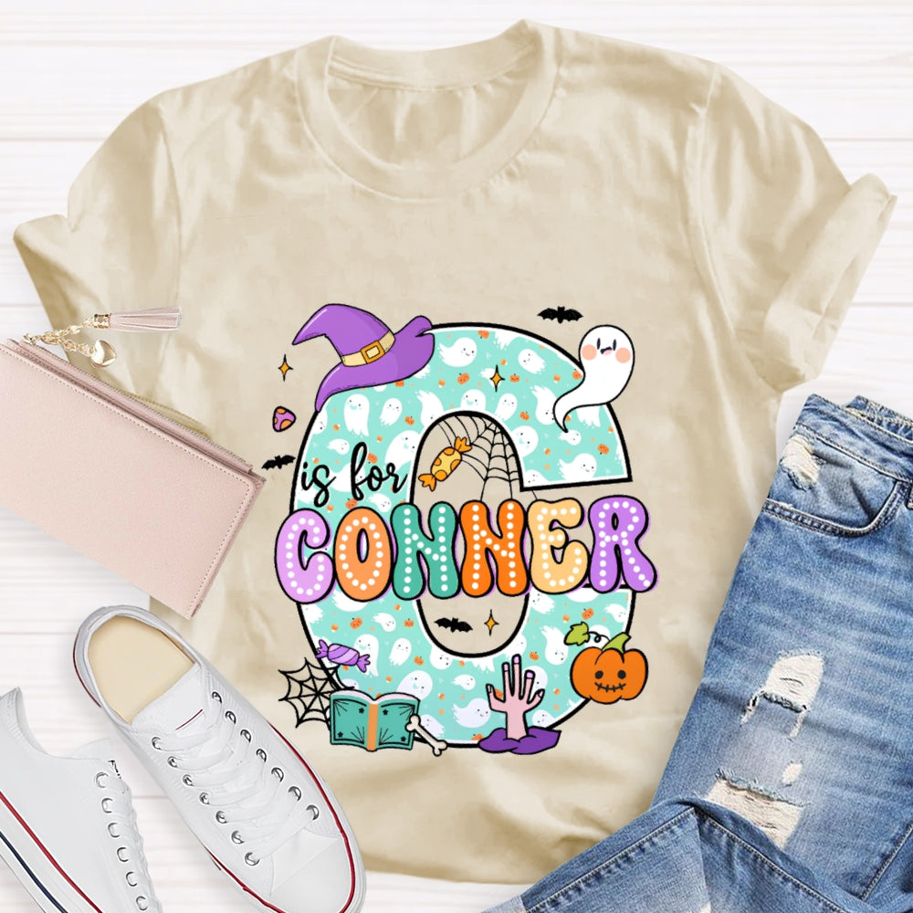 Personalized Name Halloween Ghost Element Design Letters T-Shirt