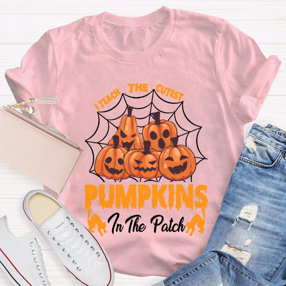 I Teach The Cutest Pumpkins Pumpkin Prints With Various Expressions T-Shirt