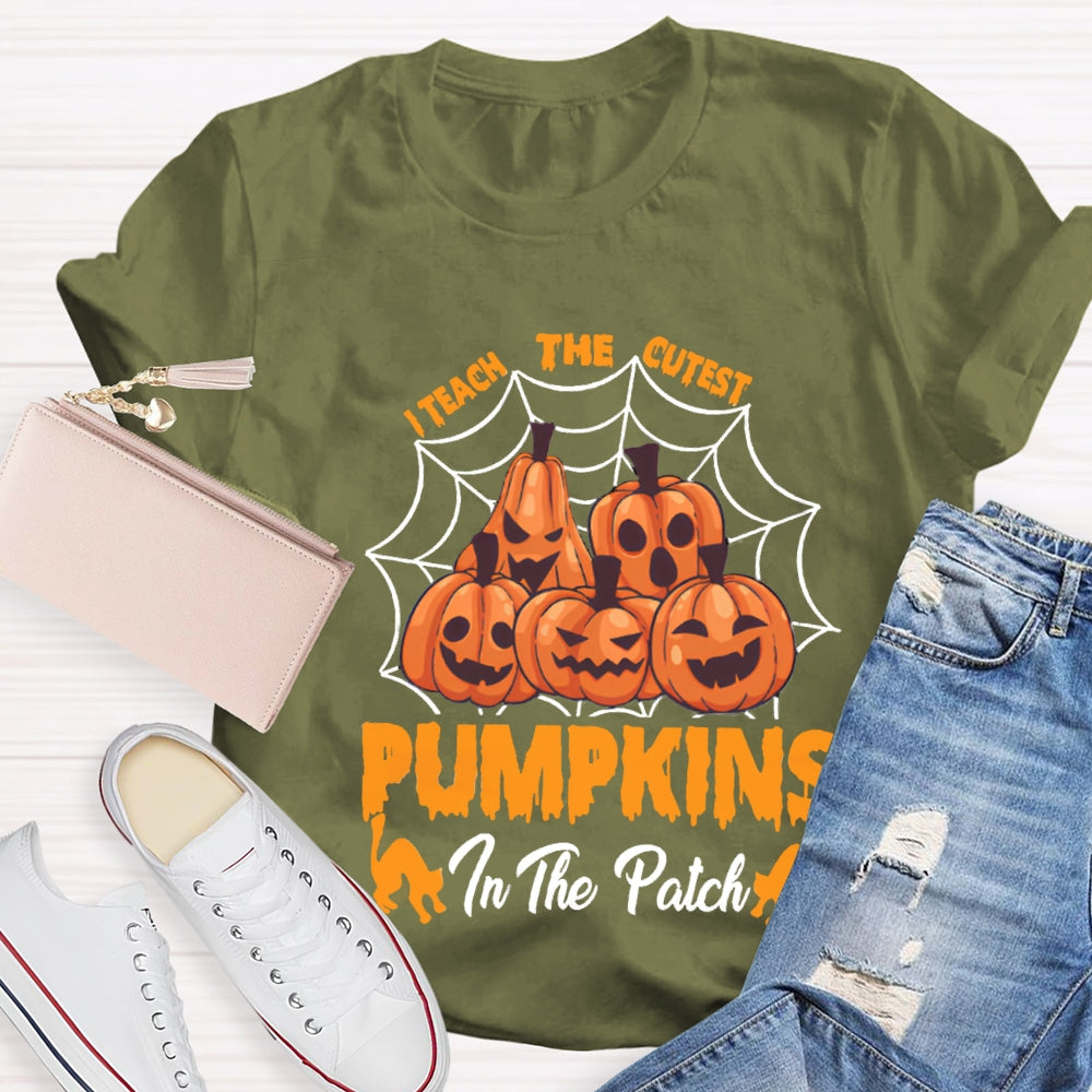 I Teach The Cutest Pumpkins Pumpkin Prints With Various Expressions T-Shirt