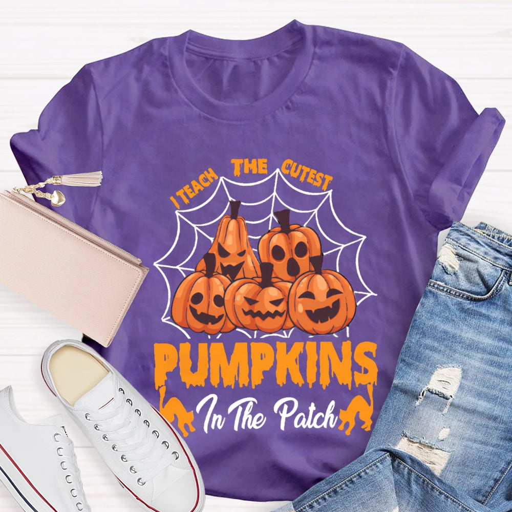 I Teach The Cutest Pumpkins Pumpkin Prints With Various Expressions T-Shirt