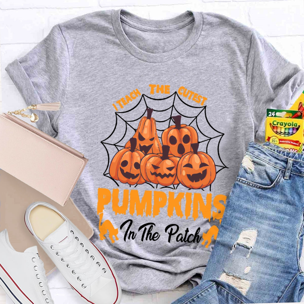 I Teach The Cutest Pumpkins Pumpkin Prints With Various Expressions T-Shirt