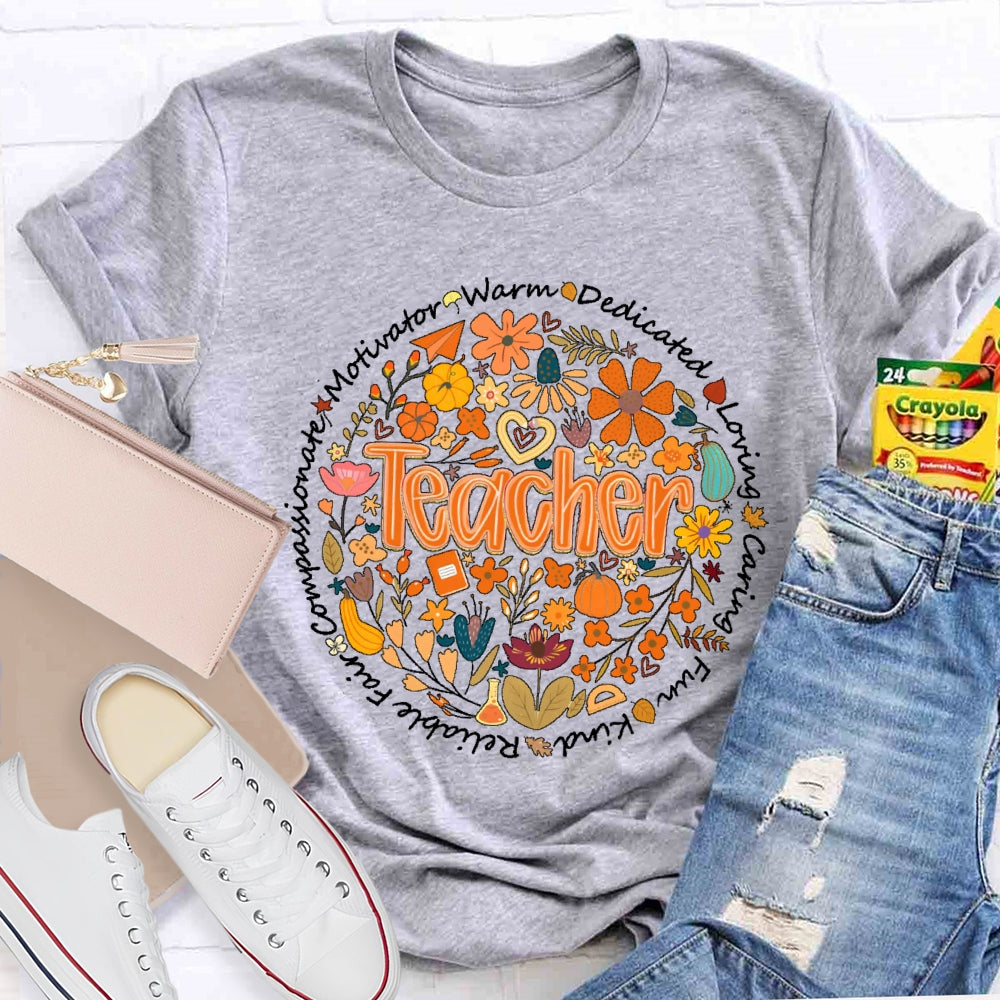 Teacher Warm Dedication Loving Fall T-shirt