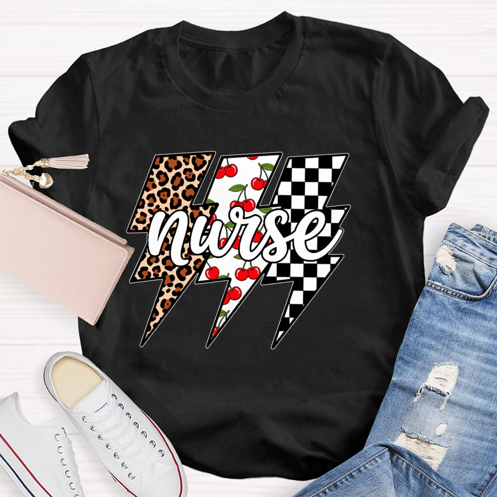Nurse Lightning Leopard Print T-shirt