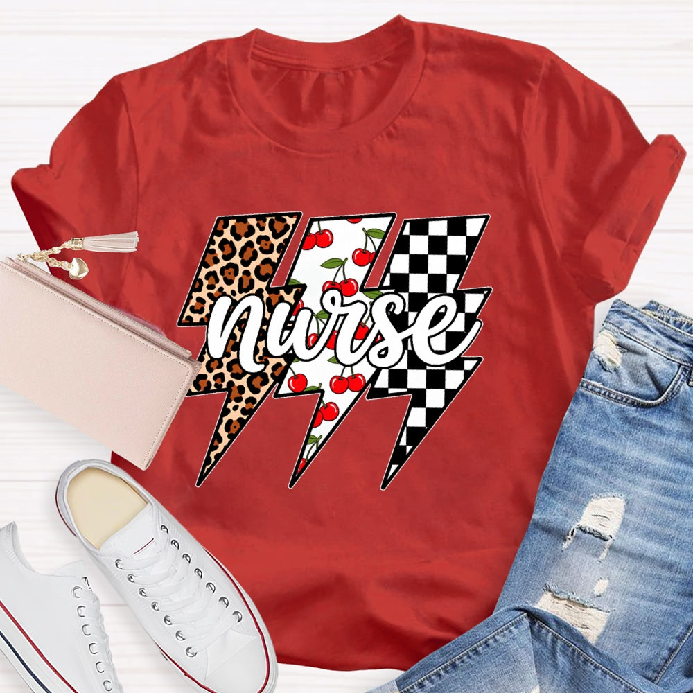 Nurse Lightning Leopard Print T-shirt