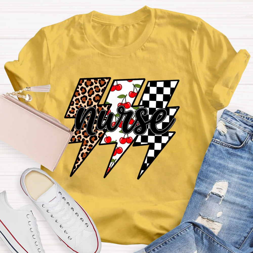 Nurse Lightning Leopard Print T-shirt